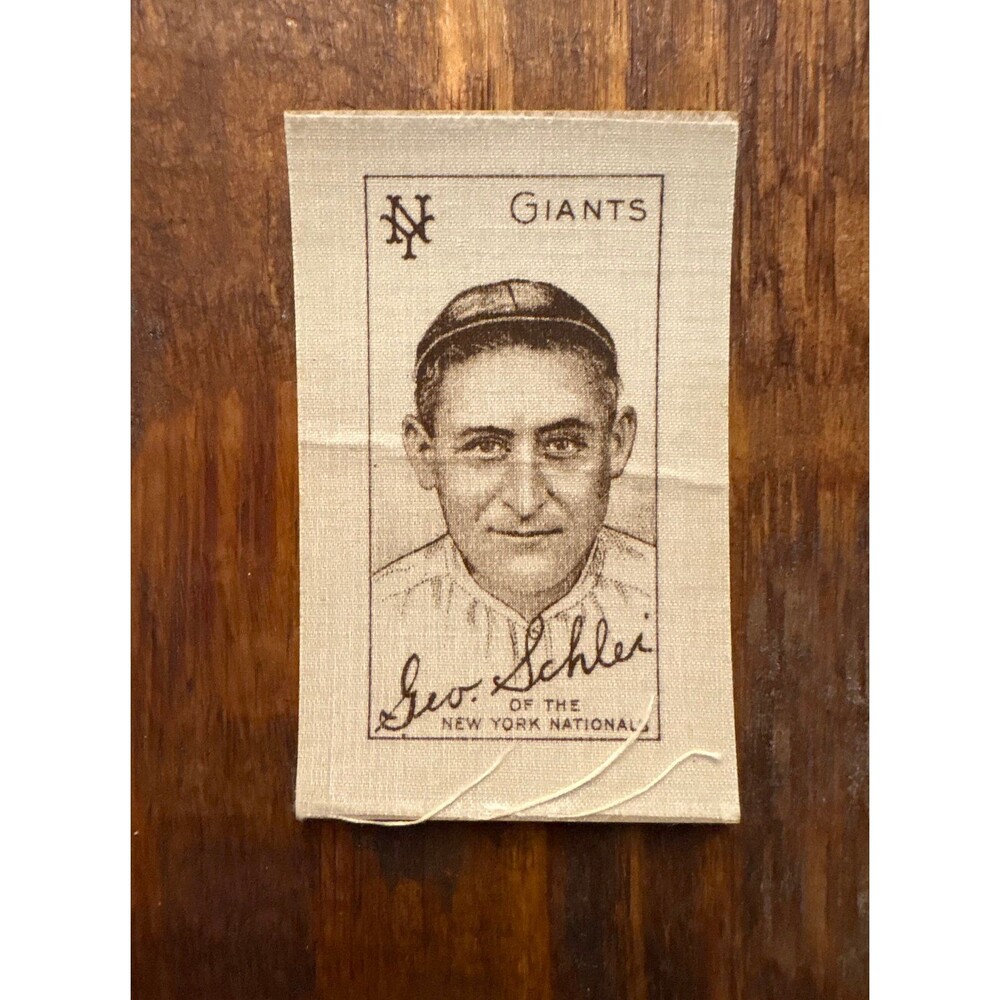 1910 S74 Turkey Red Cigarettes George Schlei Baseball Silk NY Giants Vintage
